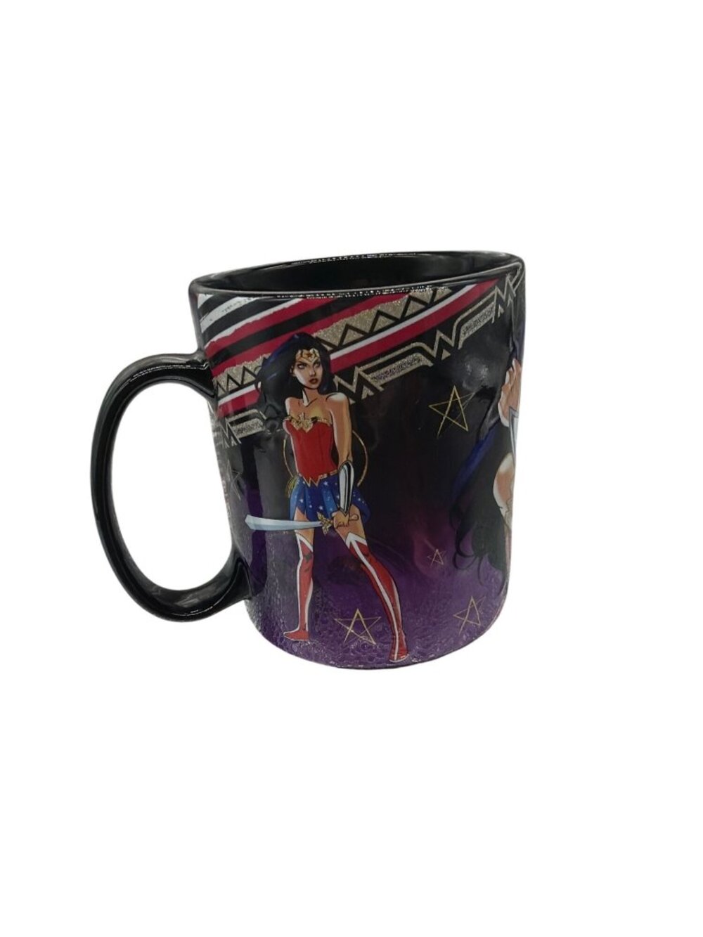 Wonder Woman Ceramic Coffee Mug Glossy Finish 14oz Black & Purple